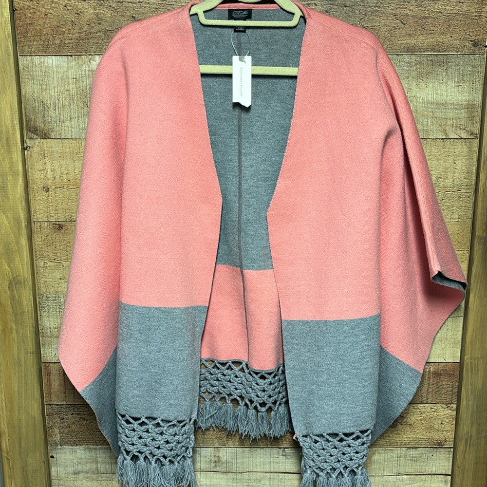Roffe Color Block Fringe Ruana - Picture 7 of 13
